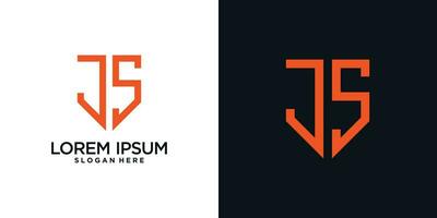 Monogram logo design initial letter j combined with shield element and creative concept vector