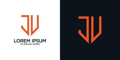 Monogram logo design initial letter j combined with shield element and creative concept vector