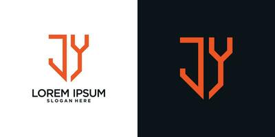 Monogram logo design initial letter j combined with shield element and creative concept vector