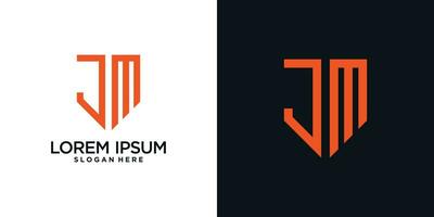 Monogram logo design initial letter j combined with shield element and creative concept vector