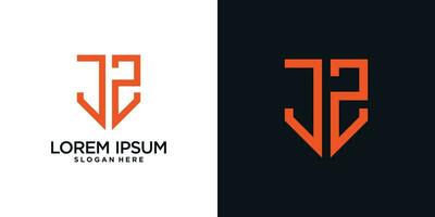 Monogram logo design initial letter j combined with shield element and creative concept vector