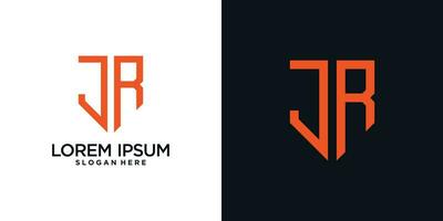 Monogram logo design initial letter j combined with shield element and creative concept vector