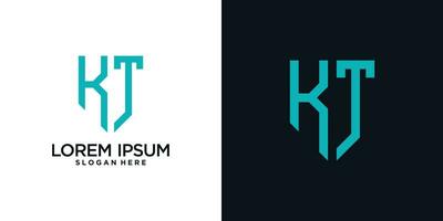 Monogram logo design initial letter k combined with shield element and creative concept vector