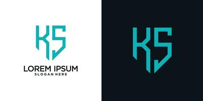 Monogram logo design initial letter k combined with shield element and creative concept vector
