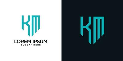 Monogram logo design initial letter k combined with shield element and creative concept vector