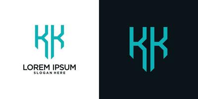 Monogram logo design initial letter k combined with shield element and creative concept vector