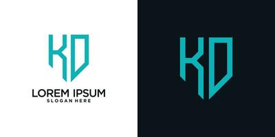 Monogram logo design initial letter k combined with shield element and creative concept vector