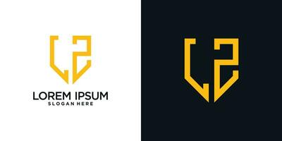 Monogram logo design initial letter l combined with shield element and creative concept vector
