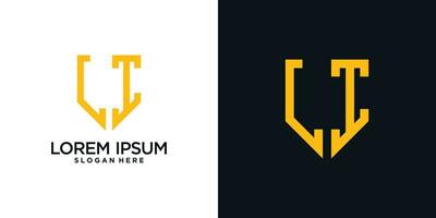 Monogram logo design initial letter l combined with shield element and creative concept vector