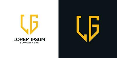 Monogram logo design initial letter l combined with shield element and creative concept vector