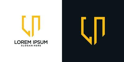 Monogram logo design initial letter l combined with shield element and creative concept vector