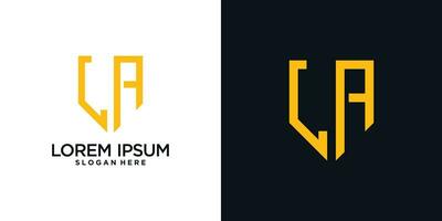 Monogram logo design initial letter l combined with shield element and creative concept vector