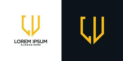 Monogram logo design initial letter l combined with shield element and creative concept vector