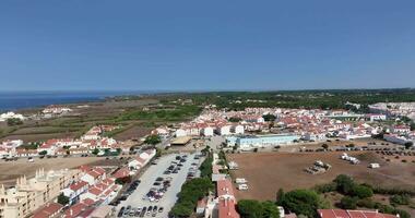 Drone flight over Portuguese coastal town Bairro Monte Vistoso and Rio Mira video