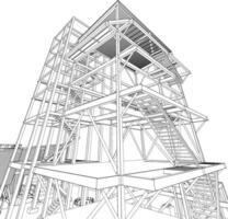 3D illustration of building structure vector