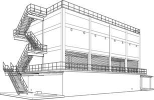 3d ilustración de industrial edificio vector