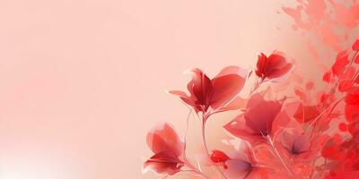AI Generative Background from tender soft red beautiful flowers floral magic shiny background photo