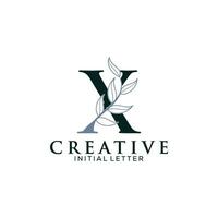Initial Letter X and Floral Logo vector, Botanical Minimalistic Letter Feminine Logo design template vector