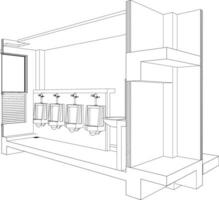 3D illustration of toilet and bathroom vector