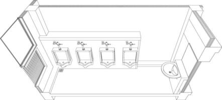 3D illustration of toilet and bathroom vector