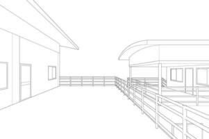 3D illustration of building project vector