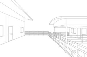 3D illustration of building project vector