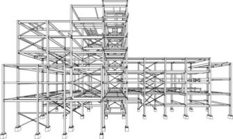 3D illustration of building structure vector