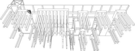 3D illustration of building structure vector