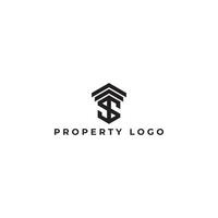 Abstract Letter TS or ST monogram logo design vector in black color isolated on a white background. Abstract hexagon letter TS logo applied for property and real estate company logo design inspiration