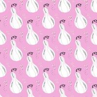 Fall print with squash on pink background. Vector seamless pattern with Fall botanical elements.