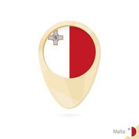 Map pointer with flag of Malta. Orange abstract map icon. vector