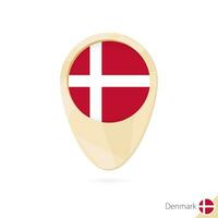 Map pointer with flag of Denmark. Orange abstract map icon. vector