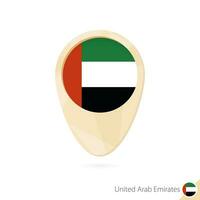 Map pointer with flag of United Arab Emirates. Orange abstract map icon. vector