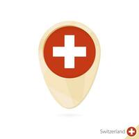 Map pointer with flag of Switzerland. Orange abstract map icon. vector