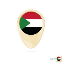 mapa puntero con bandera de Sudán. naranja resumen mapa icono. vector