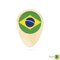 Map pointer with flag of Brazil. Orange abstract map icon. vector