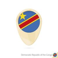 Map pointer with flag of Democratic Republic of the Congo. Orange abstract map icon. vector