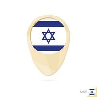 Map pointer with flag of Israel. Orange abstract map icon. vector