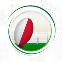 Flag of Poland on rugby ball. Round rugby icon with flag of Poland. vector