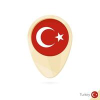 Map pointer with flag of Turkey. Orange abstract map icon. vector