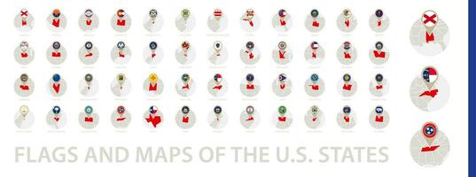 Flags and Maps of U.S. States, Alphabetically sorted flags and maps. vector