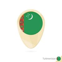 Map pointer with flag of Turkmenistan. Orange abstract map icon. vector