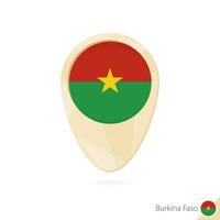 Map pointer with flag of Burkina Faso. Orange abstract map icon. vector