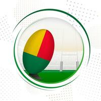 Flag of Benin on rugby ball. Round rugby icon with flag of Benin. vector