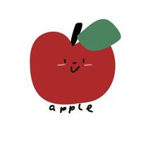 Hand drawn cartoon apple sticker illustration vector