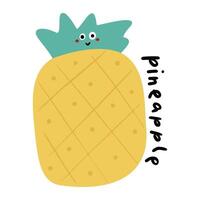 Hand drawn cartoon fruit pineapple vector