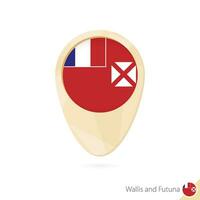 Map pointer with flag of Wallis and Futuna. Orange abstract map icon. vector