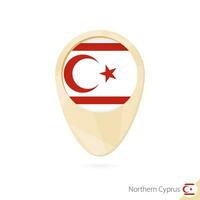 Map pointer with flag of Northern Cyprus. Orange abstract map icon. vector