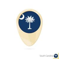 Map pointer with flag of South Carolina. Orange abstract map icon. vector