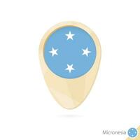 Map pointer with flag of Micronesia. Orange abstract map icon. vector